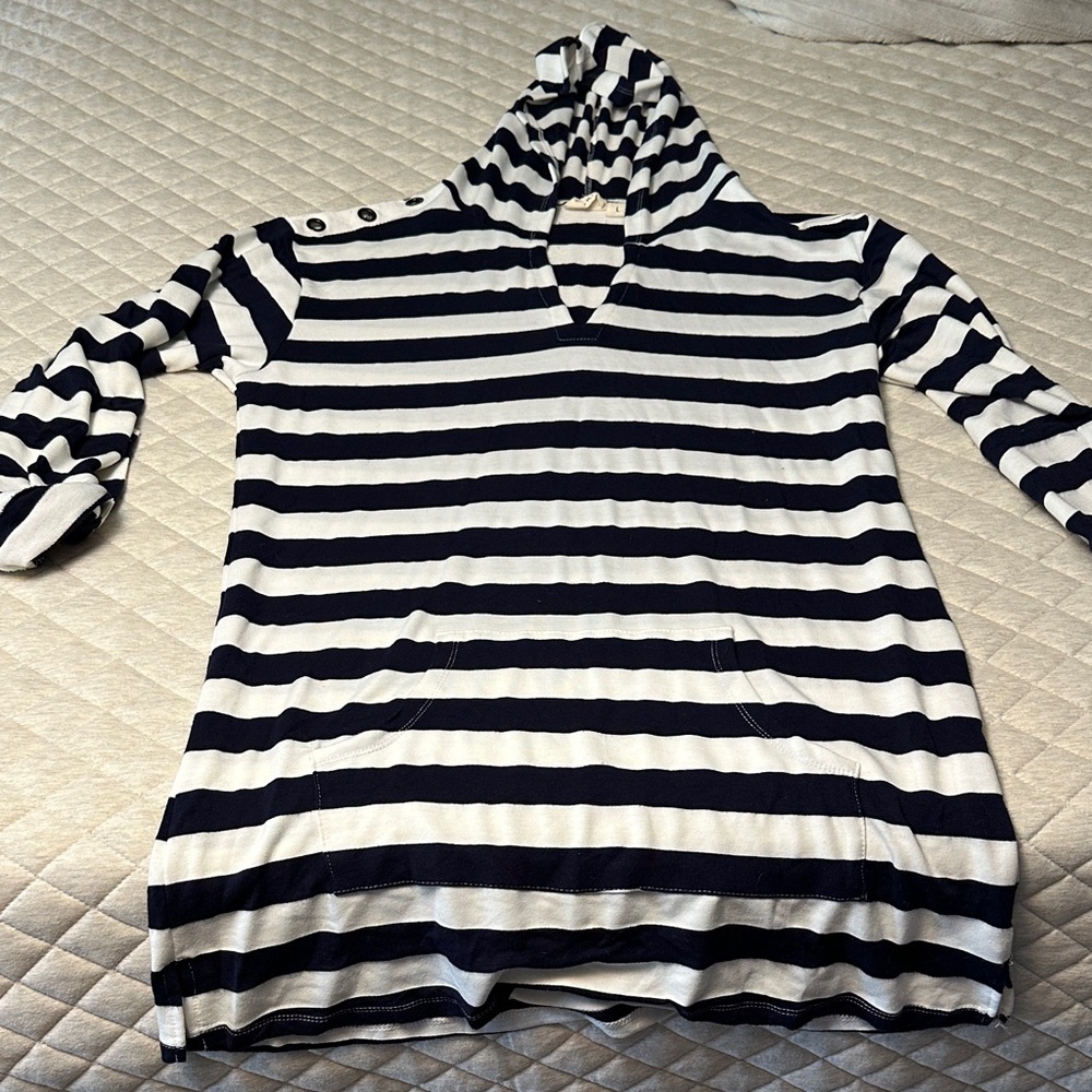 Dakine Navy and White Striped Hoodie